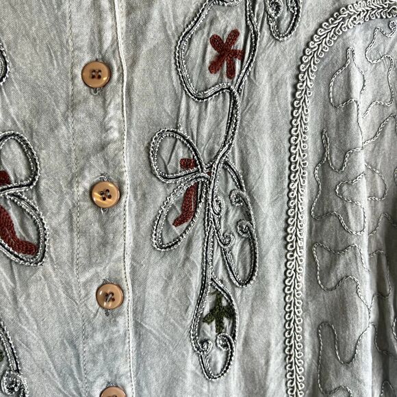 Sumeer by S&N Fashions Light Green Embroidered Tie Back Maxi Dress Size XL - Picture 5 of 13